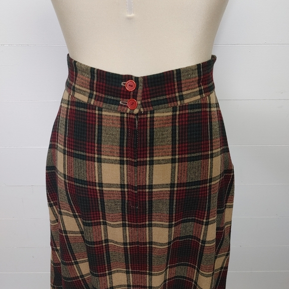 Vintage plaid wool maxi skirt size XS - Picture 5 of 8